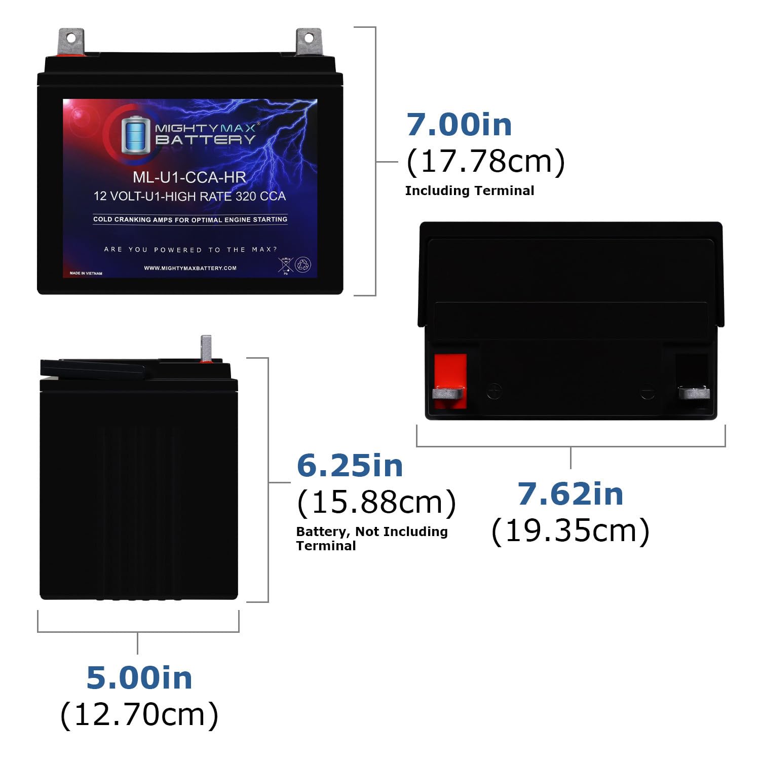 Mighty Max Battery ML-U1-CCAHR 12V 320CCA Battery for Cub Cadet Sit Down All Mower