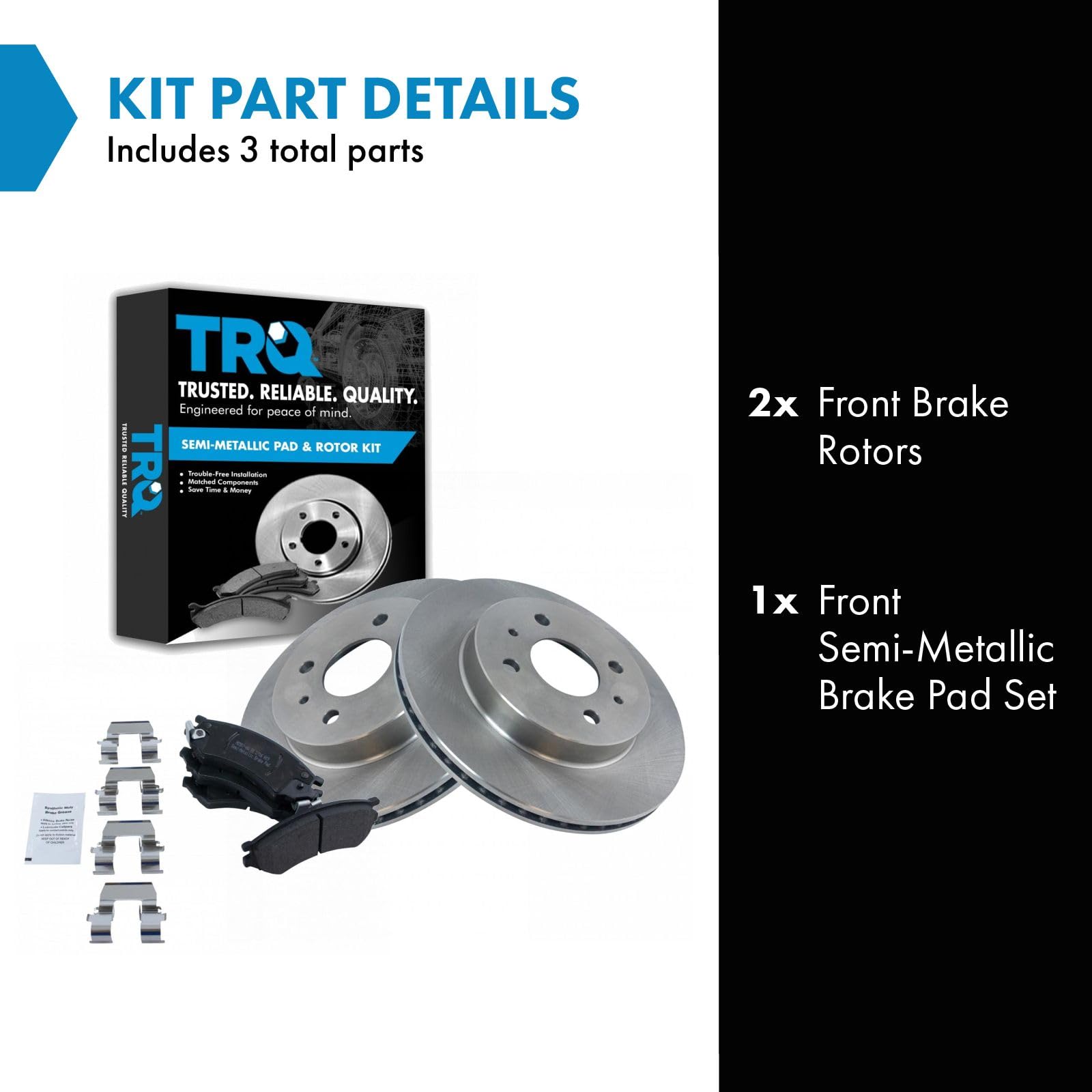 Trq Front Brake Pad & Rotor Kit Brake Pads Brake Rotor Semi-Metallic Compatible With 1991-1992 Saturn Sc 1993-2002 Sc1 Sc2 1991-