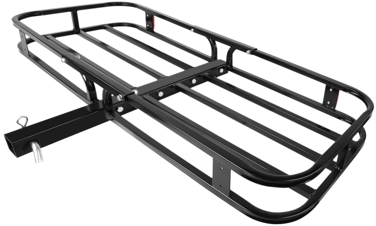MAXXHAUL Cargo Carrier - 53" x 19.5" Steel Hitch Carrier, High Side Rails, 500-lb Capacity, Black