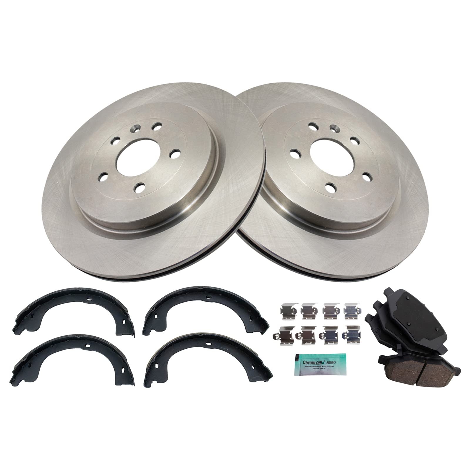 Trq Rear Ceramic Brake Pad & Rotor Kit Fits 2013-2014 Lincoln Mkt