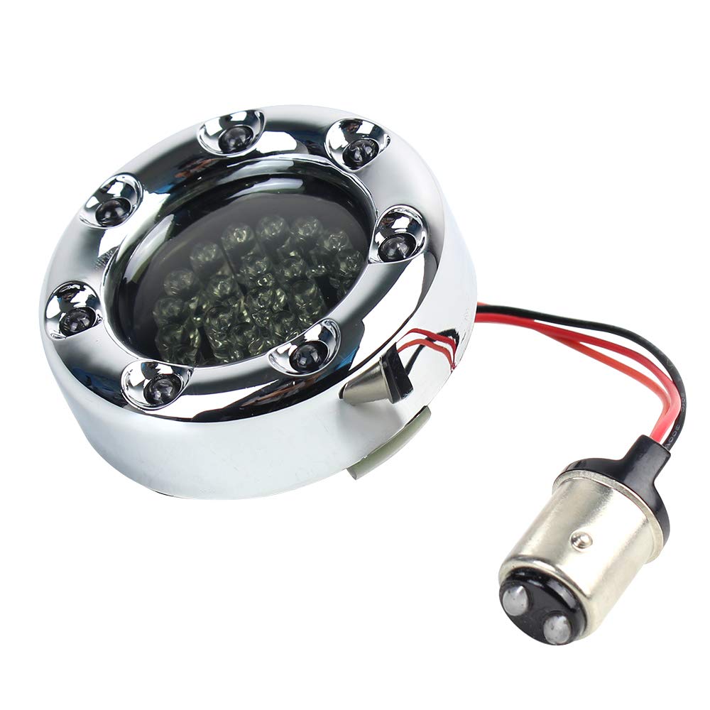 ZYTC 2'' LED Turn Signals w/Brake Running Light Bullet Style Rear Red 1157 LED Turn Signal Kit for Harley Silver Case