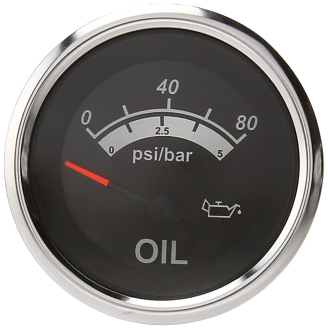 Sierra International 67022P Sterling Scratch Resistant Electric Oil Pressure Gauge, 2, Black