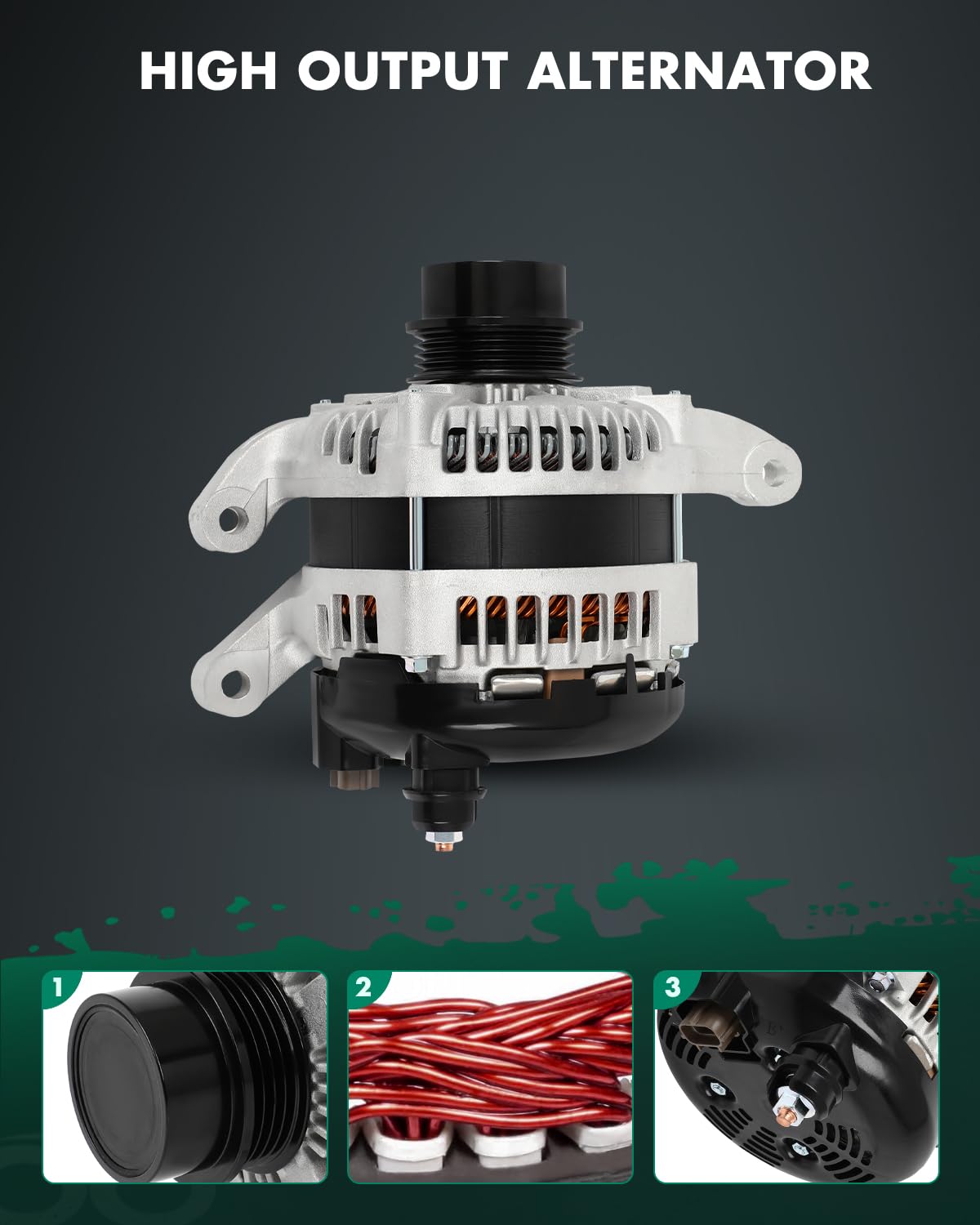 SCITOO High Output Alternator 175Amp 2.0L/2.3L/2.5L 11665 Replacement for Ford for Edge 2015-2016,for Fusion 2013-2020,for Tauru