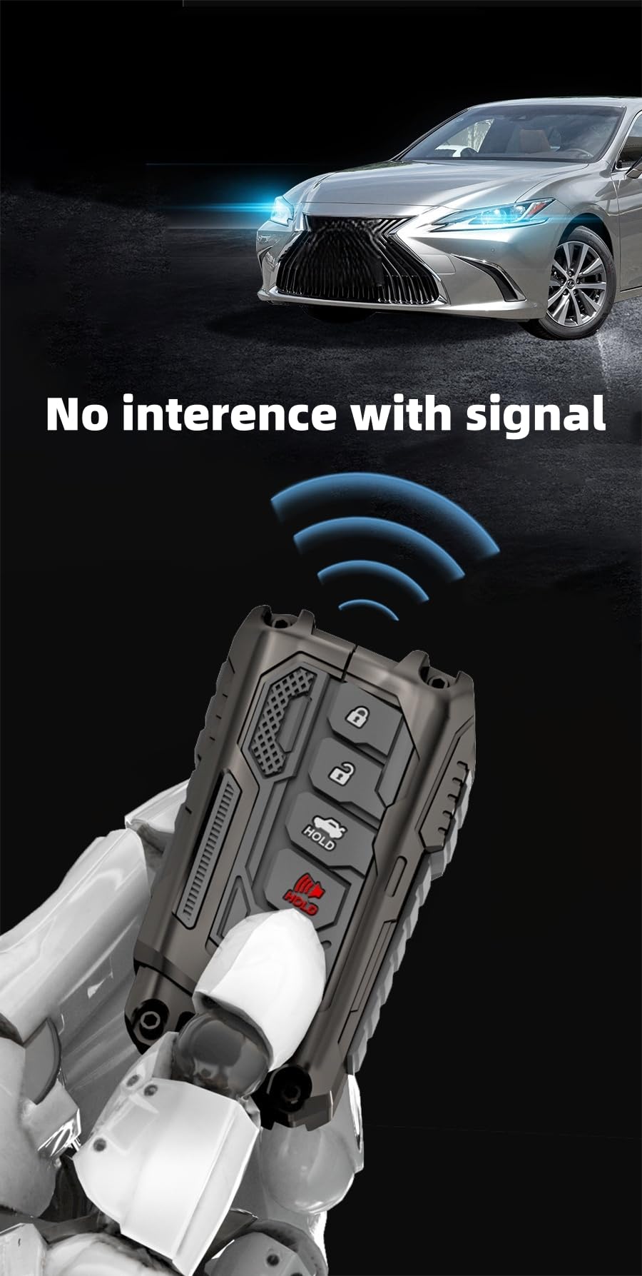 Heavy Key Fob Cover Case Protector for Lexus, Keychain, Accessories for 2018 2019 2020 2021 2022 2023 2024 2025 Lexus ES250 ES35