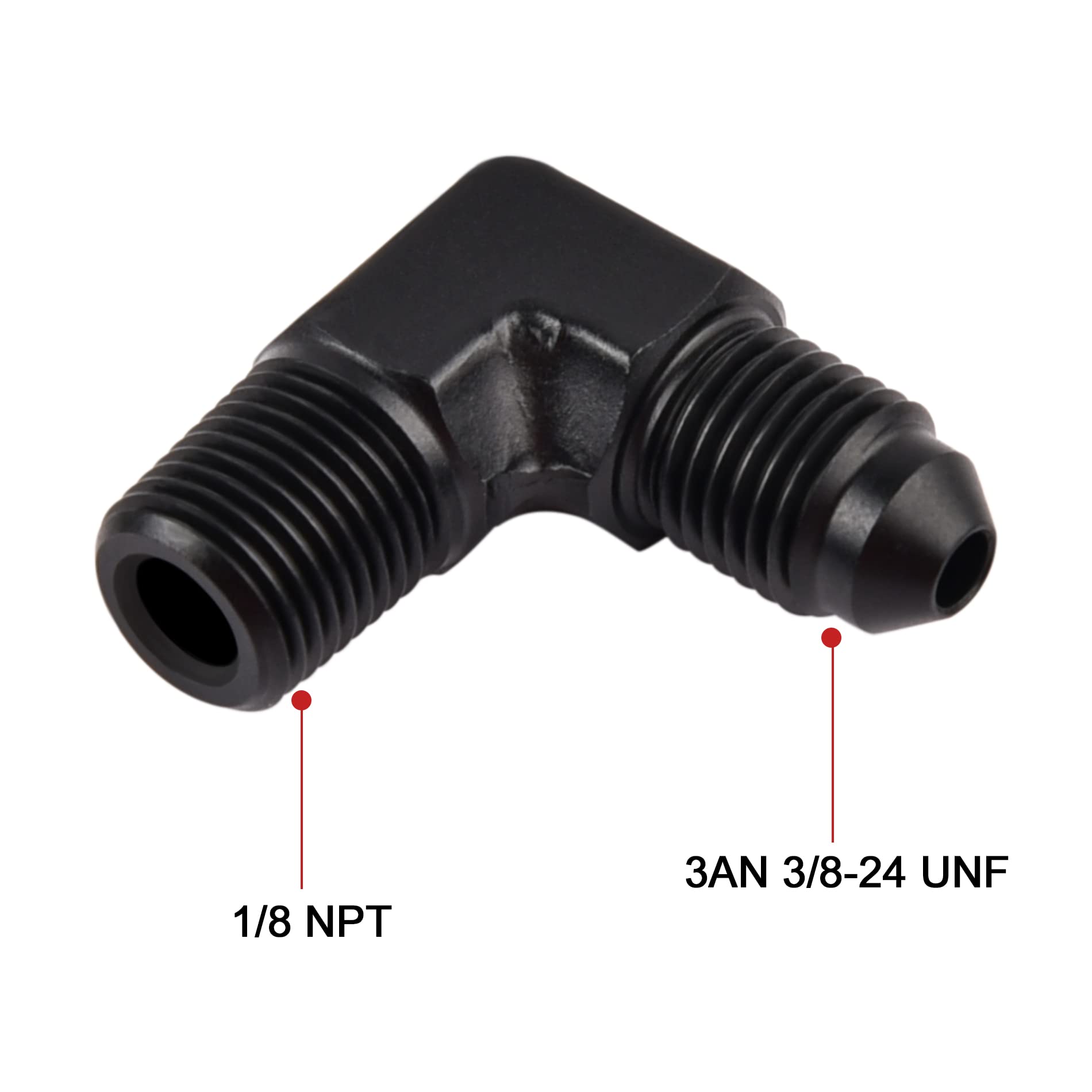 Evil Energy 3An To 1/8'' Npt Male 90 Degree Fitting Aluminum Balck 2Pcs