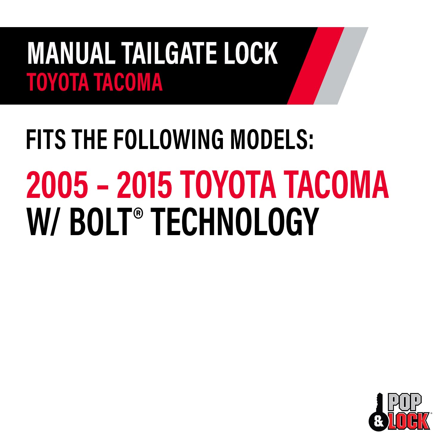 Pop & Lock Pl5400 Black Manual Tailgate Lock With Bolt Codeable Technology For Toyota Tacoma