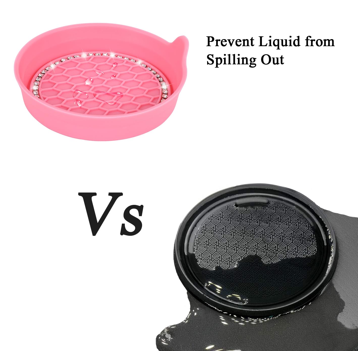 Amooca Car Cup Coaster Universal Non-Slip Cup Holders Bling Crystal Rhinestone Car Interior Accessories 4 Pack Peach Pink