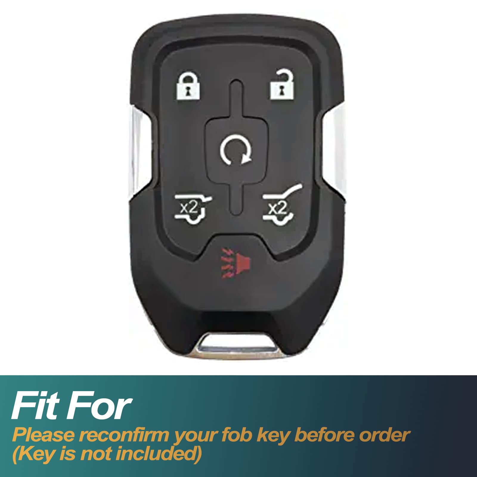 Feyoun Key Fob Cover Compatible With Chevy Chevrolet Suburban Tahoe Gmc Terrain Yukon Yukon Xl Smart 6 Buttons Tpu Remote Keyless Key Fob Case Protection Shell Accessories, White