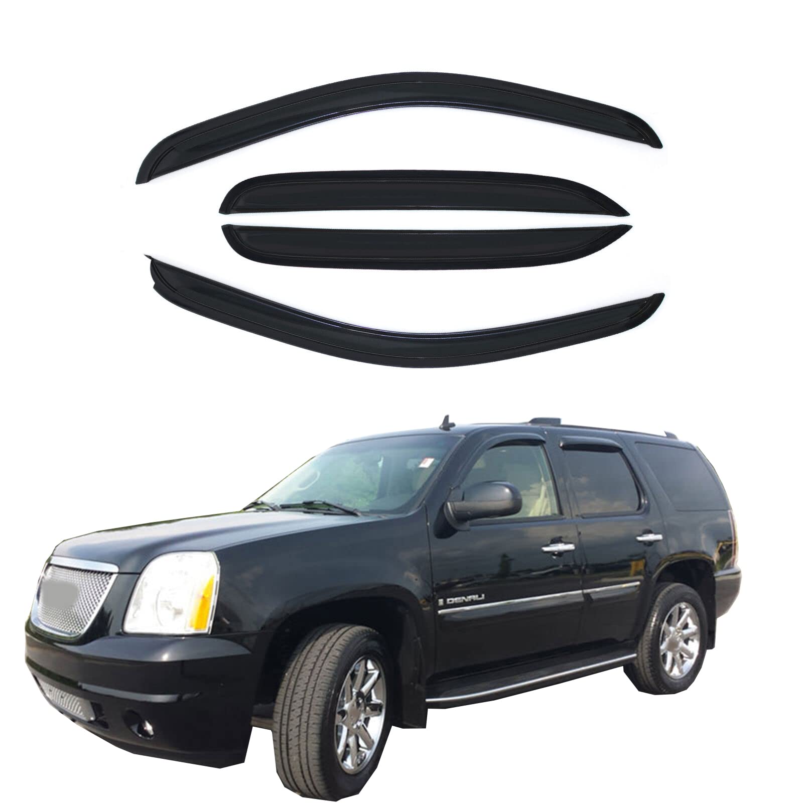 Gldifa Wind Deflector Compatible With 2007 2008 2009 2010 2011 2012 2013 2014 Chevy Tahoe/Gmc Yukon Sun/Rain Guards Window Visor