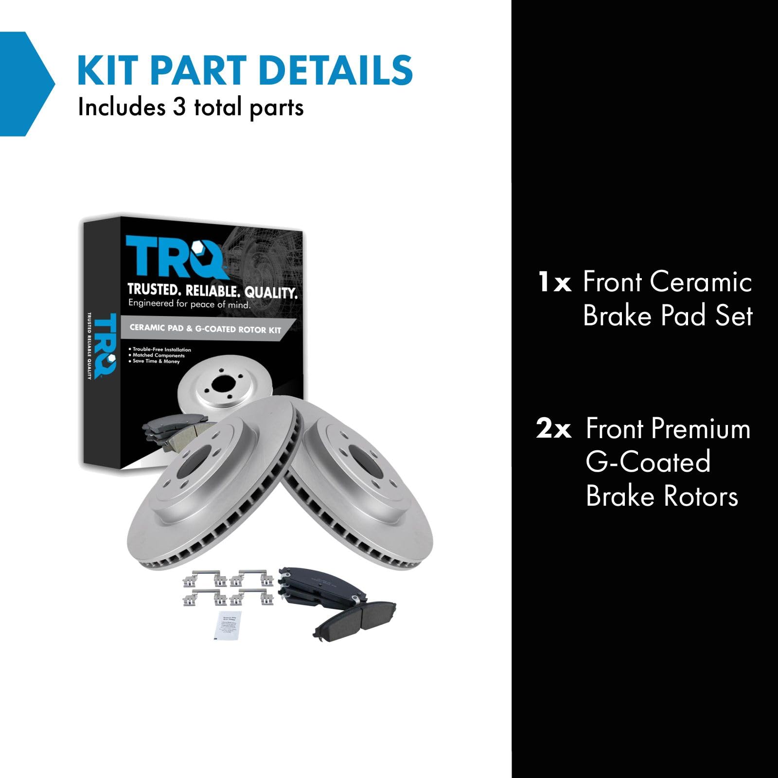 Trq Front Brake Pad & Rotor Kit Brake Pads Brake Rotor Ceramic Premium G-Coated Compatible With 2005-2019 Chrysler 300 2009-2019