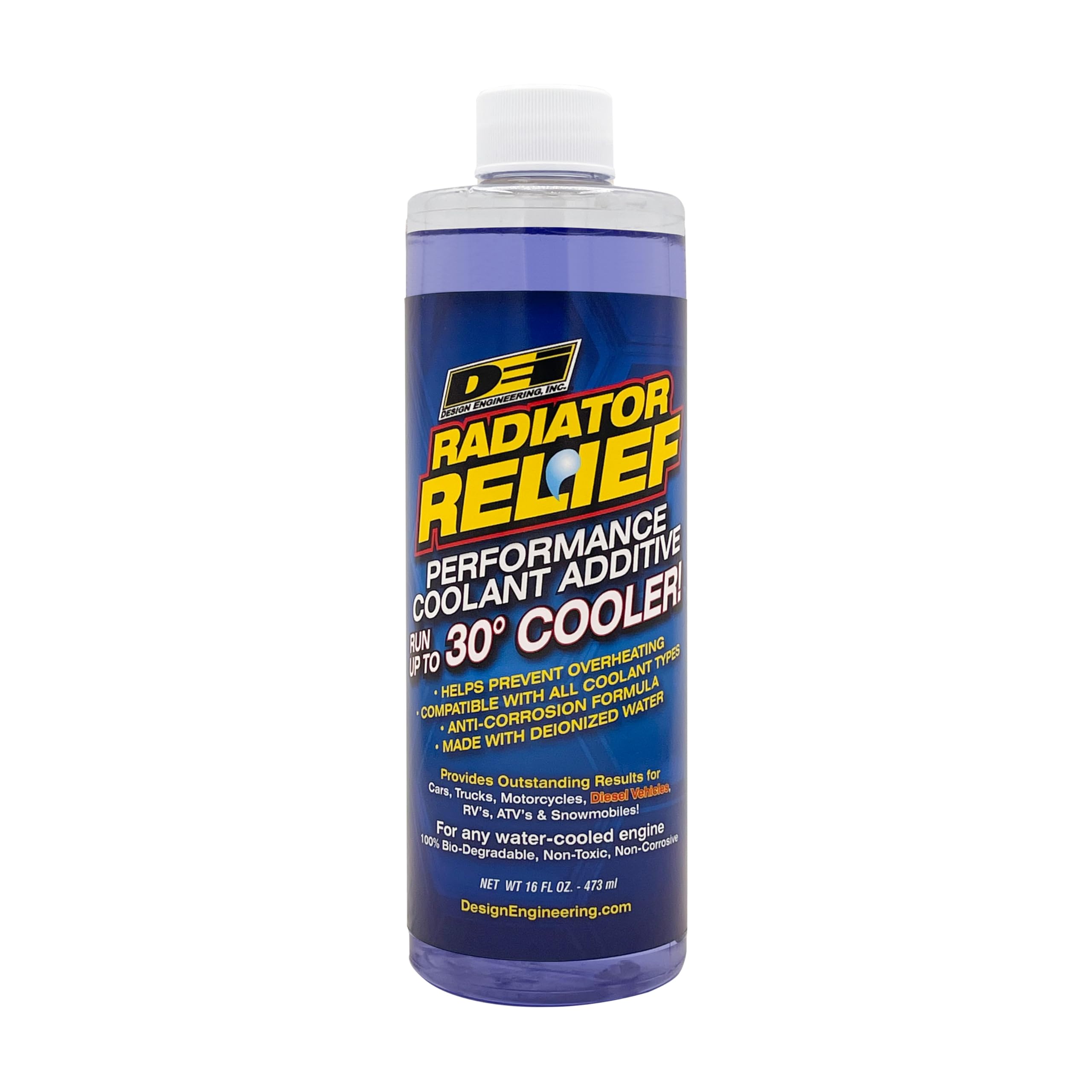 Dei Radiator Relief Coolant Additive Engine Coolant For Cars, Trucks, Rvs, Motorcycles & More Radiator Coolant Reduces Engine Temps Up To 30°F 16 Oz.