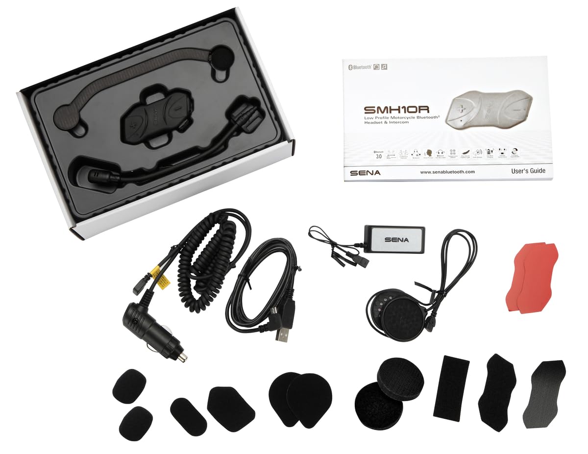 Sena Smh10R Low Profile Motorcycle Bluetooth Headset And Intercom Dual Pack - Smh10Rd-01,Black,Medium