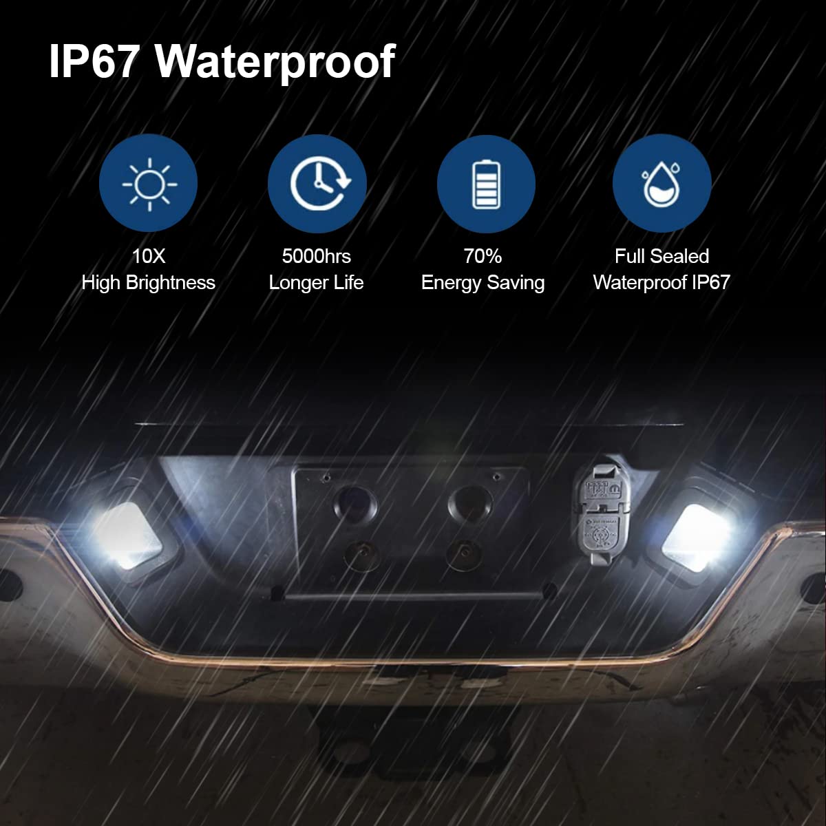 D-Lumina Led License Plate Lights Assembly Clear Lens Compatible With 2003-2018 Dodge Ram 1500 2500 3500 Pickup Truck, Rear Bump