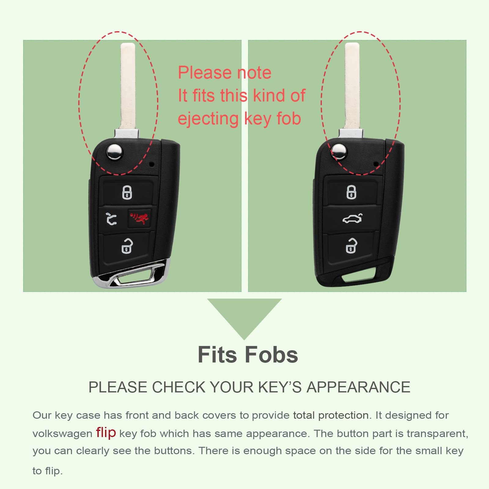 Zspdacc Compatible With Volkswagen Foldable Key Fob Cover Silver Tpu Protector Case Car Key Chain Holder