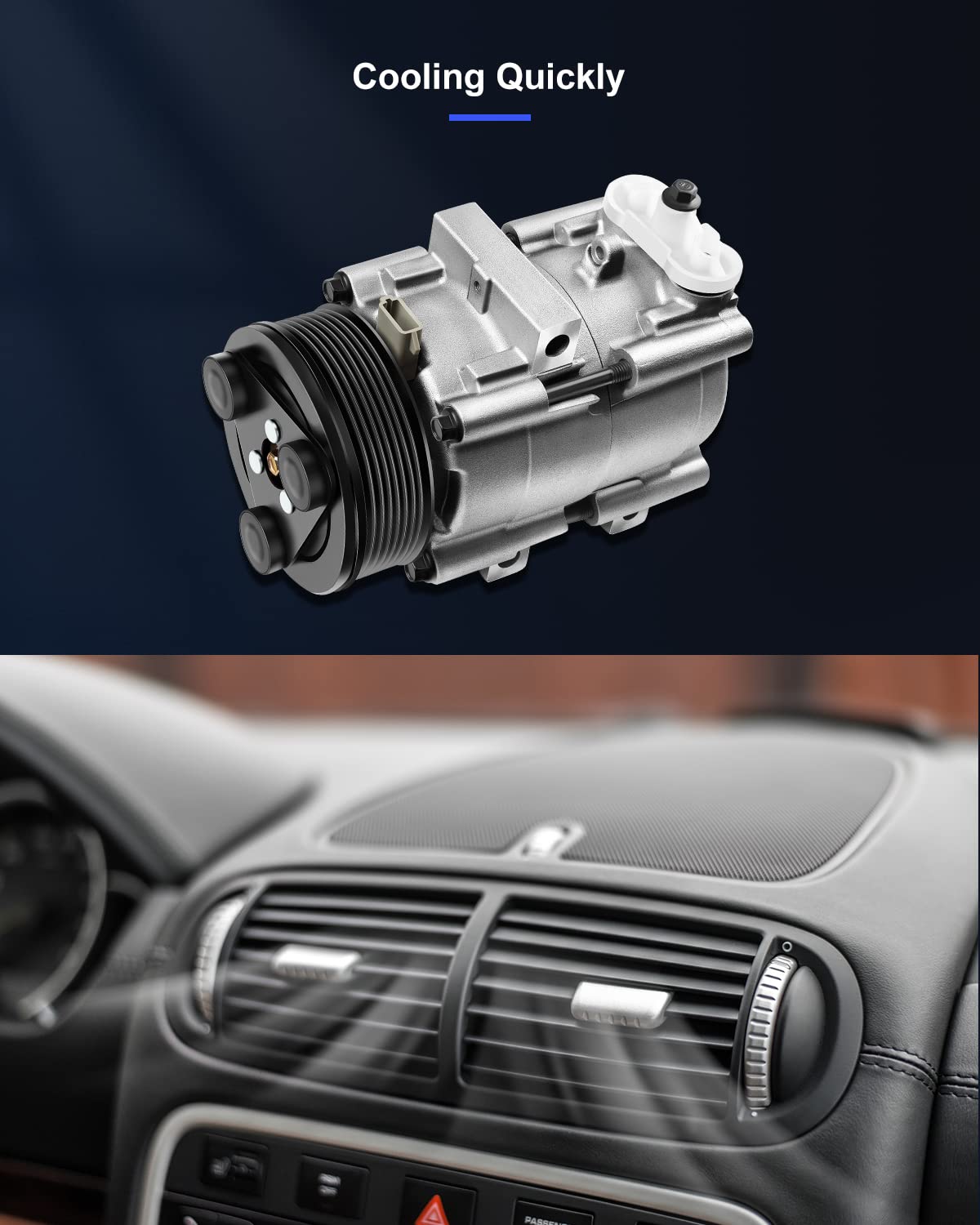 Eccpp Ac Compressor 1997-2001 For Ford E-150 4.6L Ford E-250 5.4L 1997-2002 For Ford Expedition 4.6L