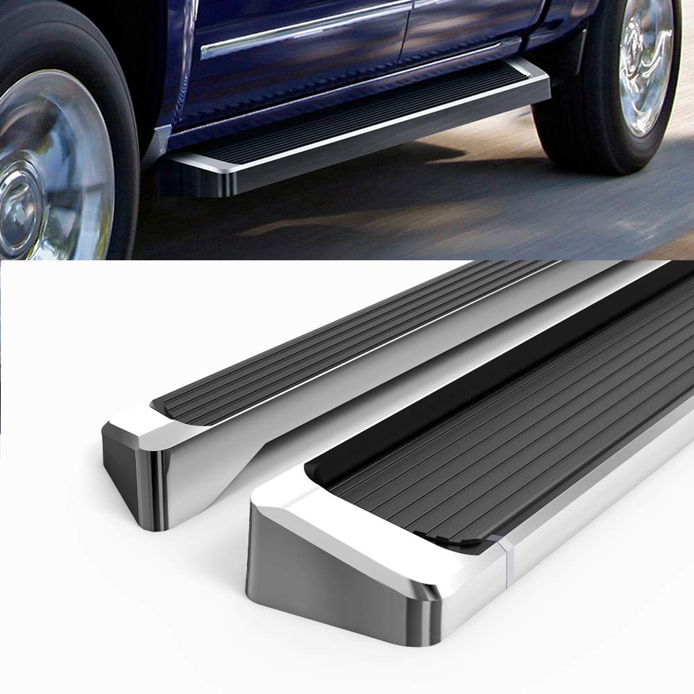 Hd Ridez Running Board 6' Silver Compatible With Chevy Silverado Gmc Sierra 1500 2007-2018 Crew Cab & 2500 3500 Hd 2019 Crew Cab (Exclude 07 Classic) (Nerf Bar Side Steps)