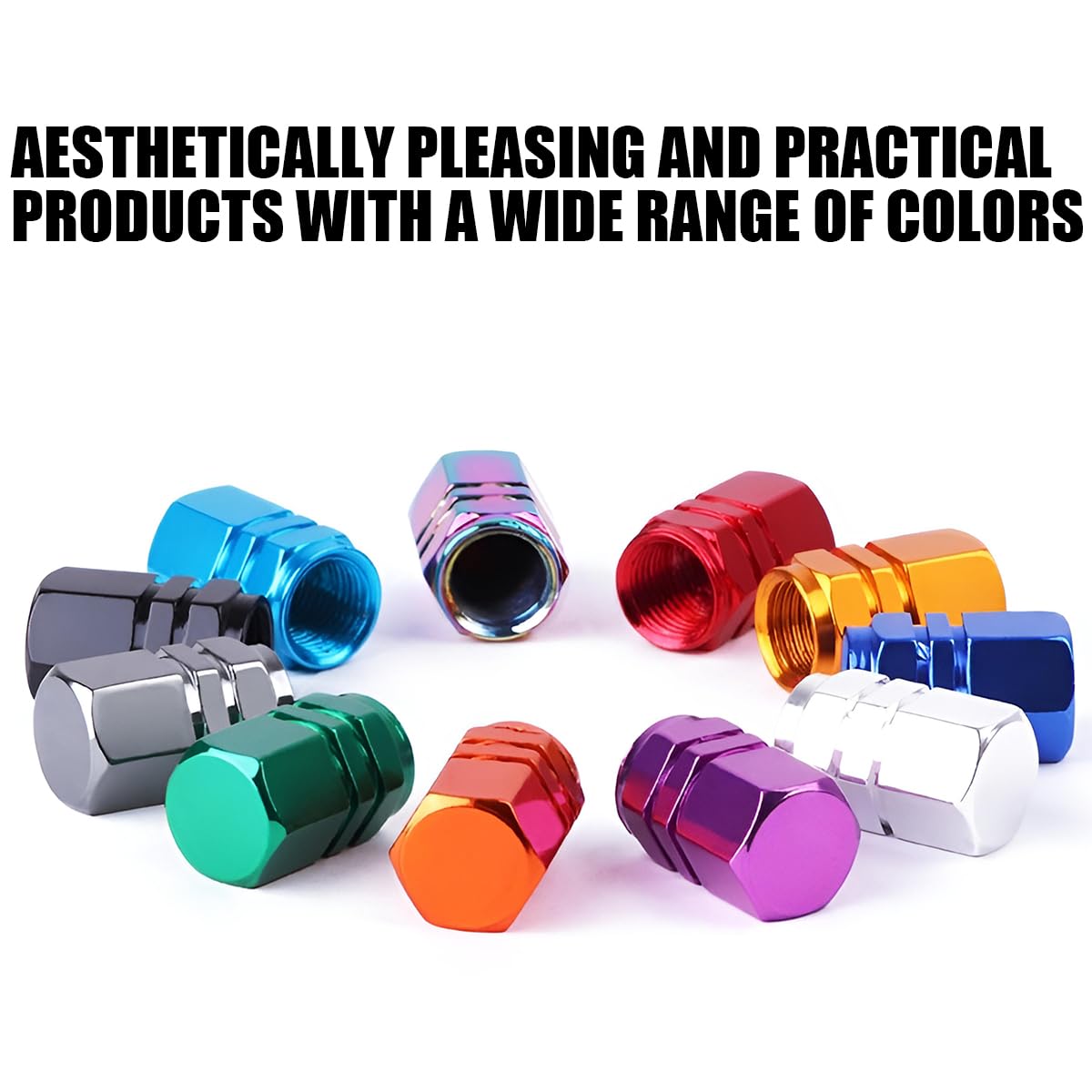 Osilly Car Tire Stem Valve Caps, 4 Pcs Aluminum Alloy Valve Stem Covers, Corrosion Resistant Leak-Proof Tire Cap Cover Accessori