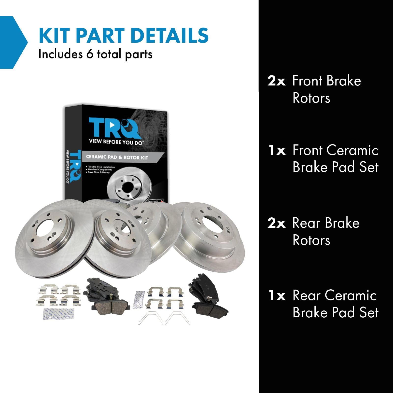 Trq Front And Rear Brake Pad & Rotor Kit Brake Pads Brake Rotor Ceramic Compatible With 2016-2021 Hyundai Tucson 2017-2021 Kia S