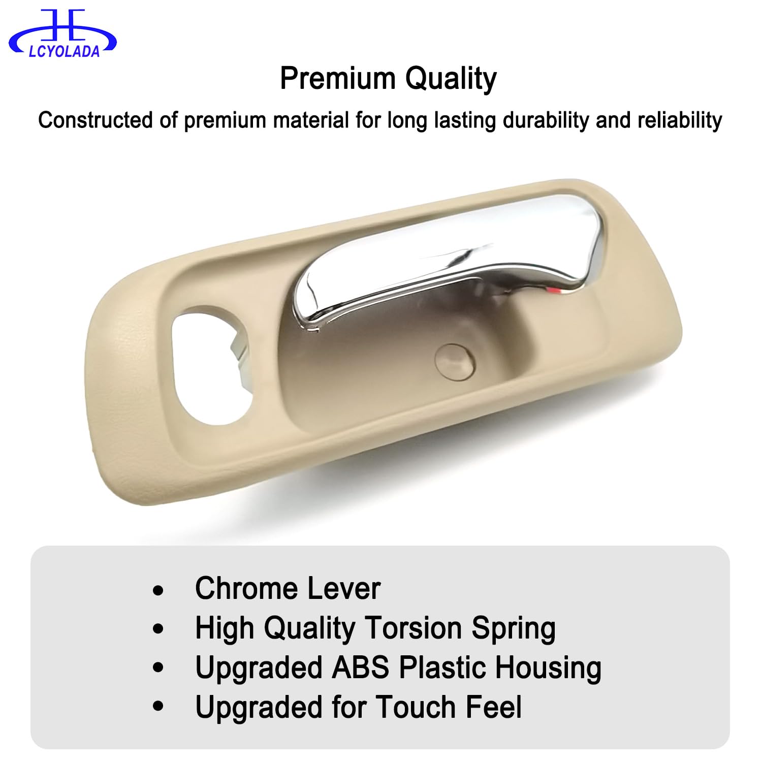 Front Left Driver Side Interior Inside Door Handle for 1998-2002 Honda Accord Sedan, Beige Housing with Chrome Lever, Replace# 7
