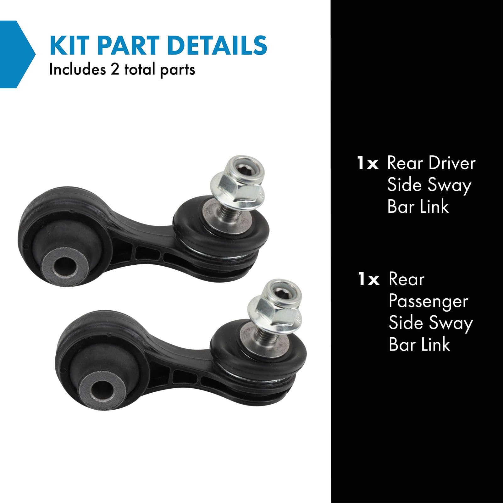 Trq Rear Sway Bar Stabilizer Link Set Compatible With 2016-2021 Honda Civic 2019-2021 Insight