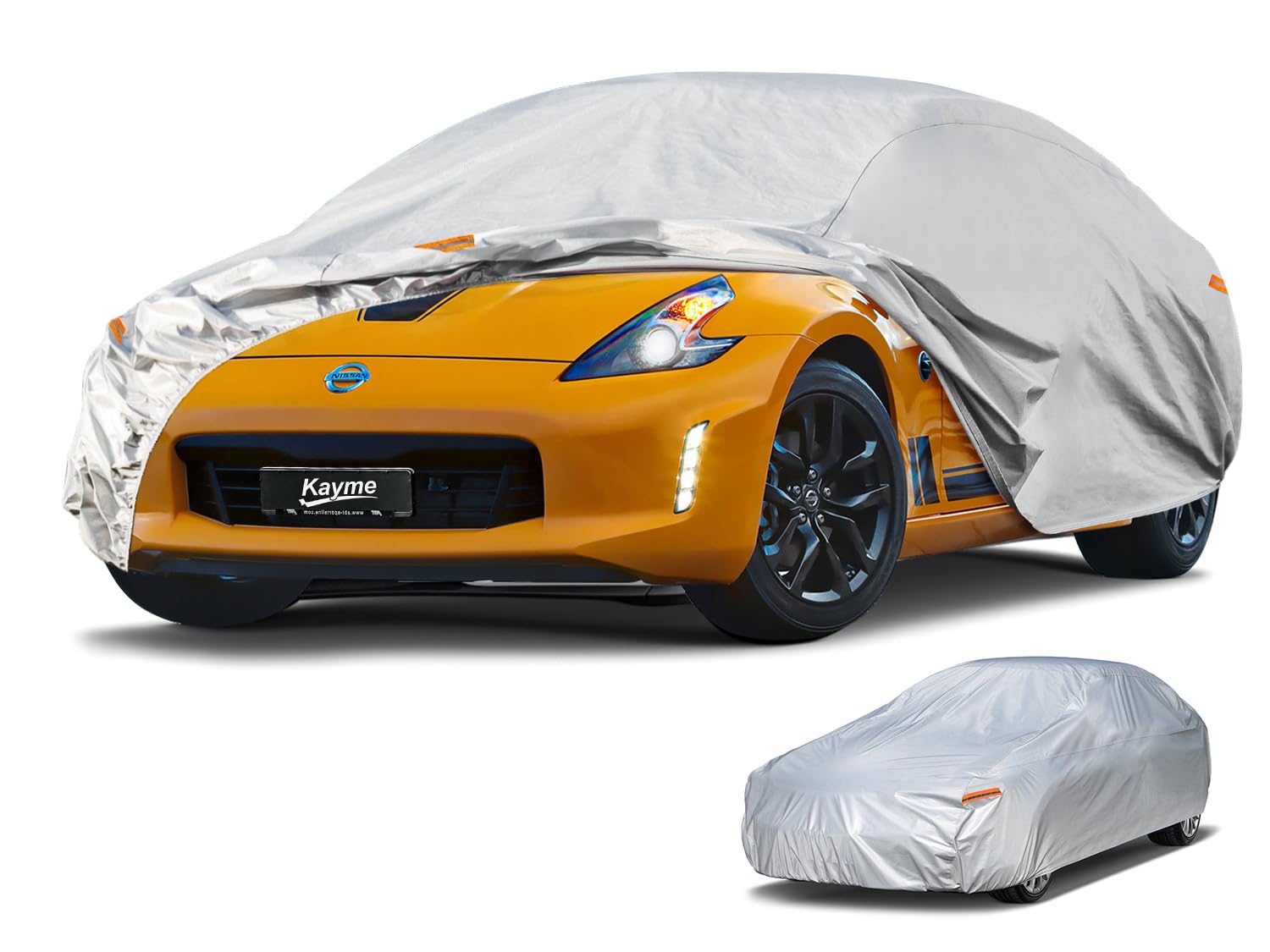 Kayme 6 Layers Car Cover Waterproof All Weather For Automobiles, Outdoor Full Cover Rain Sun Uv Protection, Universal Fit For Ni