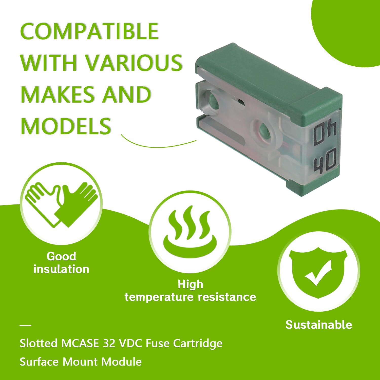 Eplzon 15A 20A 25A 30A 40A 50A 60A 32V Mini Slotted Automotive Mcase Shaped Cartridge Fuse Kit(Pack Of 14Pcs)