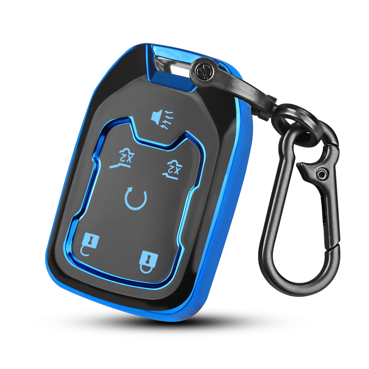 QBUC for GMC Key Fob Cover with Keychain,6 Button Soft TPU Key Shell Case Fit for 2017-2021 Silverado Tahoe GMC Acadia Sierra Te