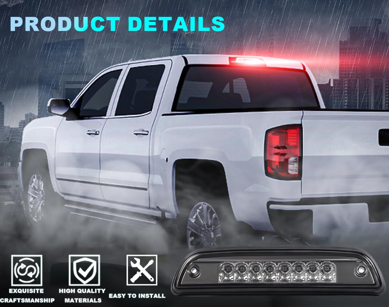 Grand Orange Rear Full Led 3Rd Third Brake Light Fit Compatible For Toyota 1995-2016 Tacoma High Mount Stop Light Cargo Tail Lam