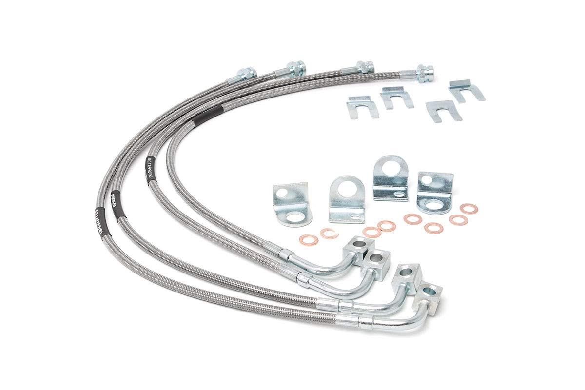 Rough Country Stainless Brake Lines For 2007-2018 Jeep Wrangler Jk - 89716, Front & Rear, Stainless