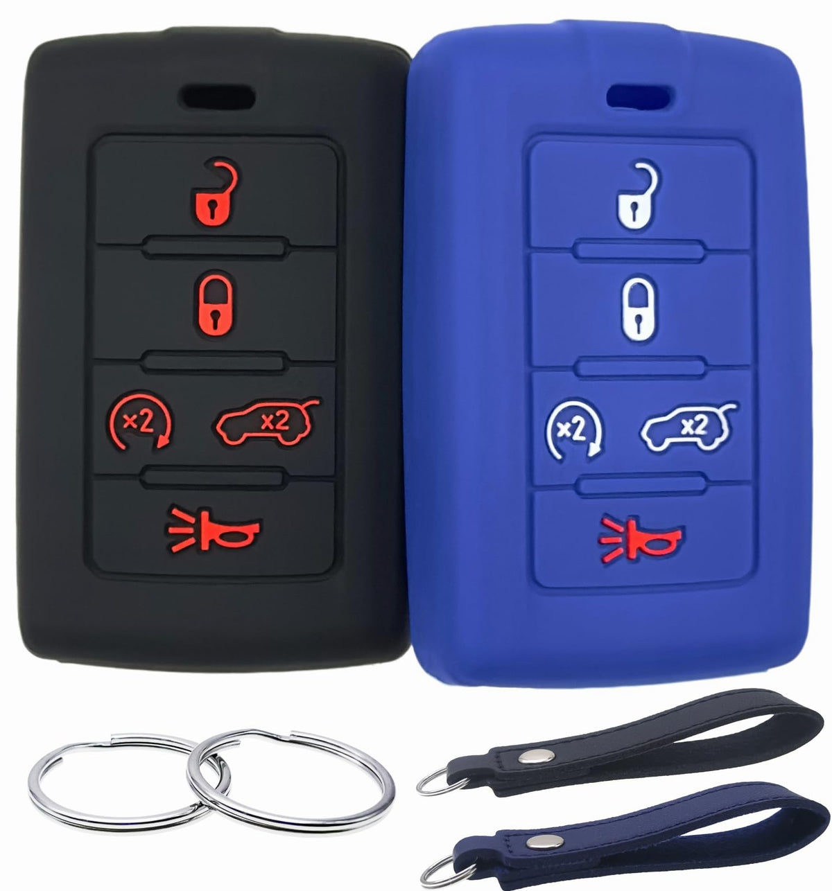 Reprotecting Silicone Rubber Key Fob Cover Compatible With 2021-2025 Jeep Grand Cherokee L, Grand Wagoneer L, Wagoneer, Black Bl