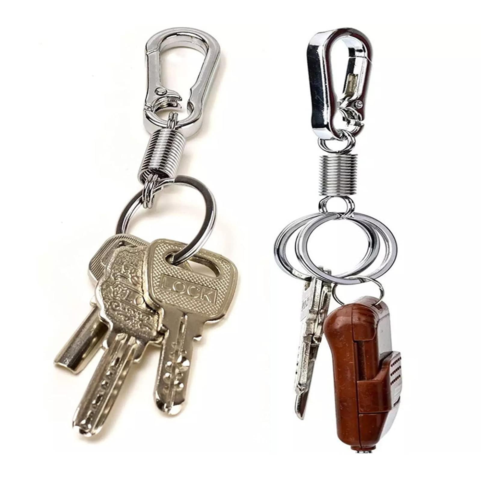 2 Pcs Zinc Keychain Clip Key Ring,Metal Carabiner Clips Keyring Keychains Chain Holder Organizer For Car And Keys Finder,Key Chains For Men Women (Pull Spring)
