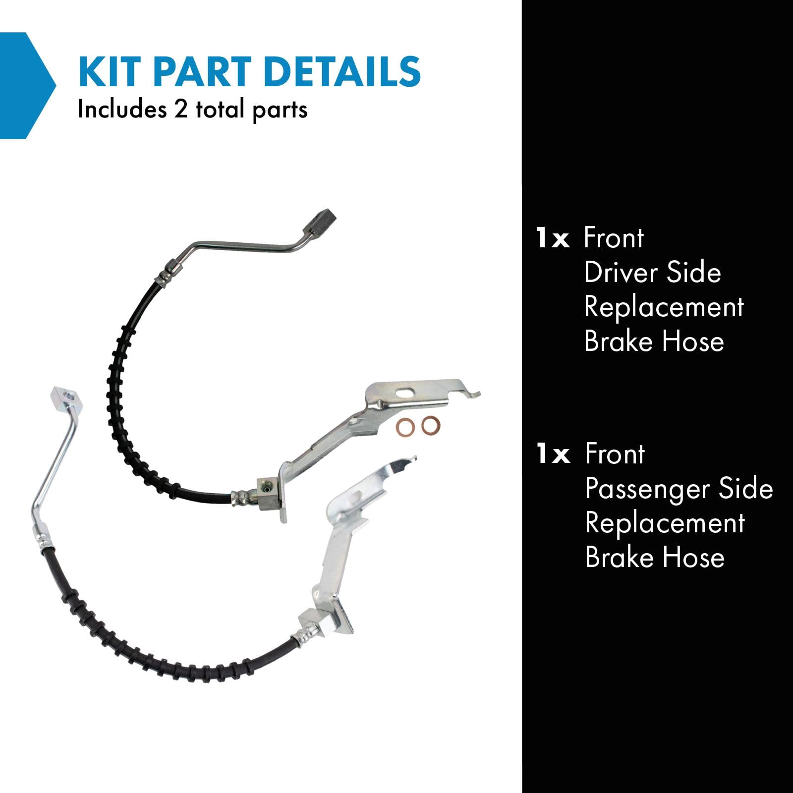 Trq Front Brake Hose Set Compatible With 2001-2007 Chrysler Town Country 2001-2003 Voyager Dodge Caravan Grand Caravan