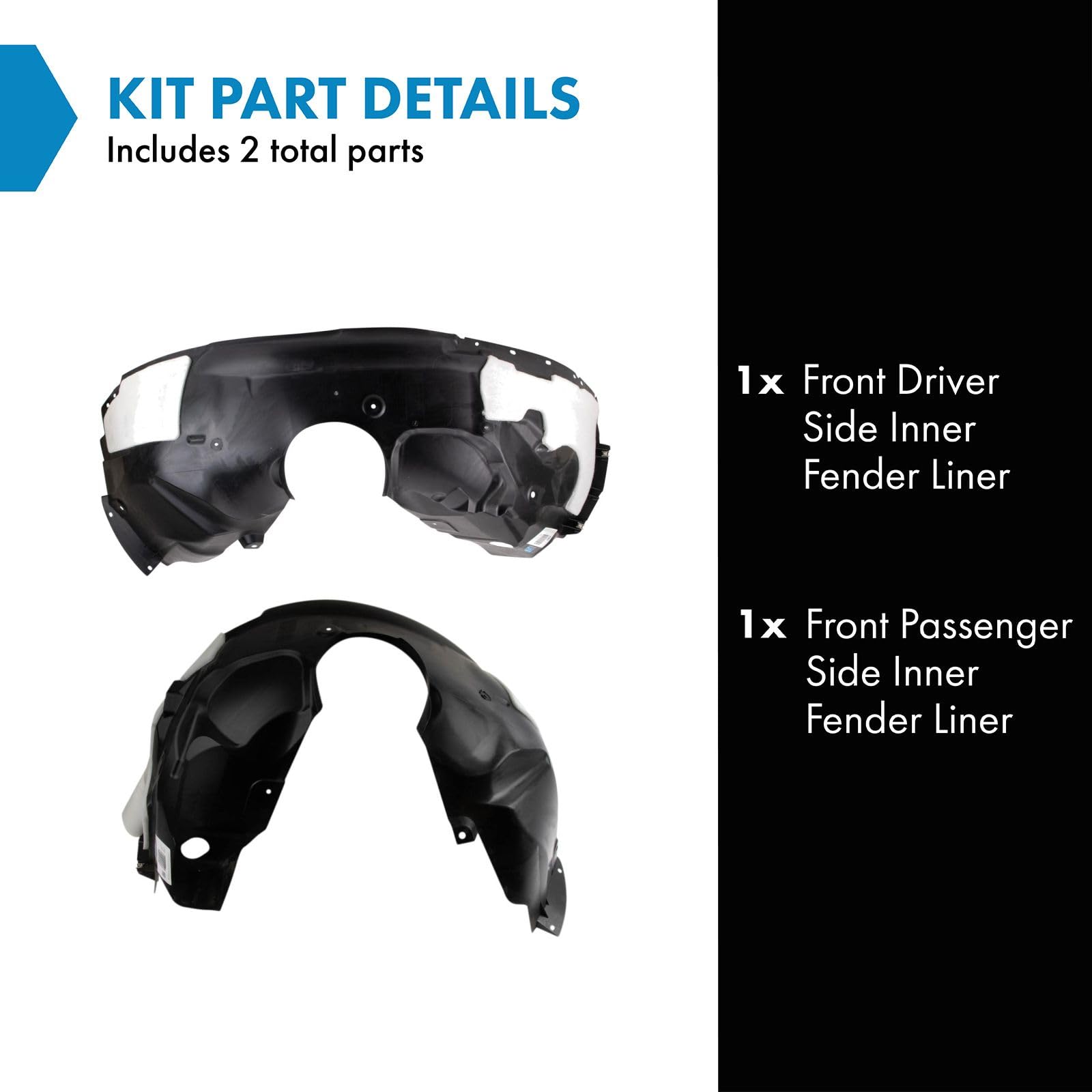 Trq Front Inner Fender Liner Set Compatible With 2017-2018 Ford Edge Fo1248192 Fo1249195