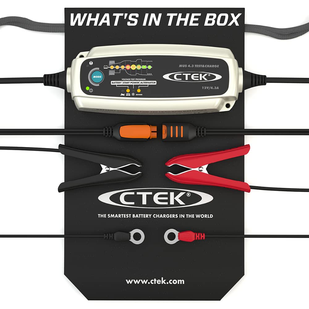 Ctek (56-959) Silver Mus 4.3 Test & Charge 12 Volt Fully Automatic Charger And Tester