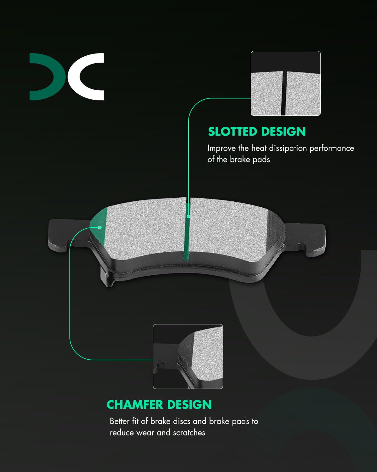 Scitoo D857 Front Semi-Metal Brake Pads Sets Fit For Chrysler Town & Country 2001-2007,For Chrysler Voyager 2003,For Dodge Carav