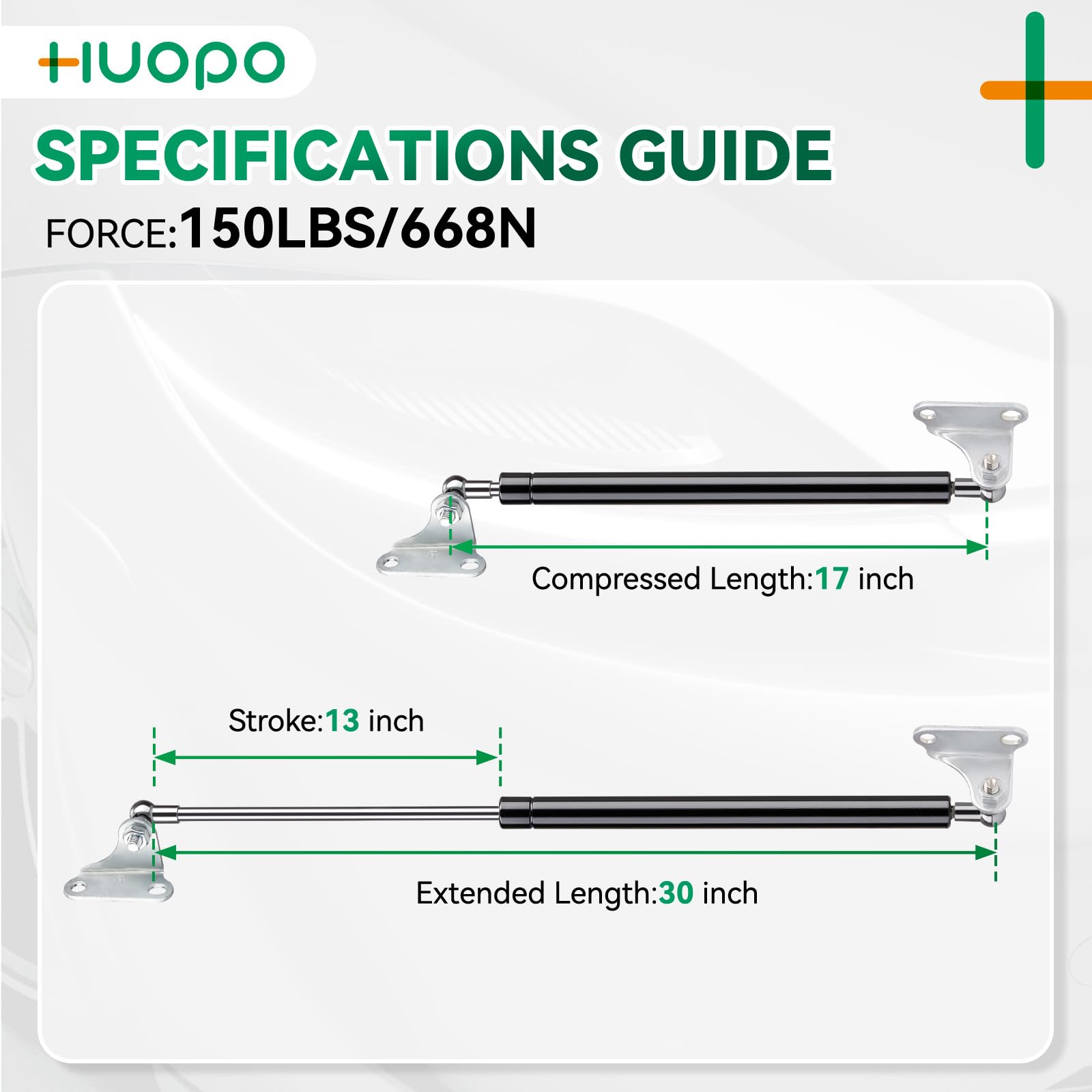 Huopo 30 Inch 150 Lb/667 N Gas Shock Strut Spring Lift Support For Rv Bed Door Floor Hatch Boat Shed Window Custom Heavy Duty Tr