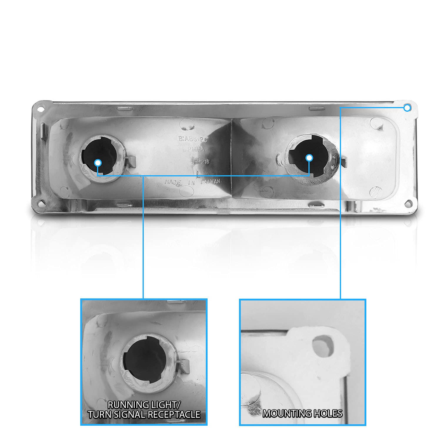 Amerilite For Chevy Gmc C/K Pickup Truck Full-Size Euro Style Crystal Replacement Bumper Pack/Signal Lights Assembly Pair - Pass