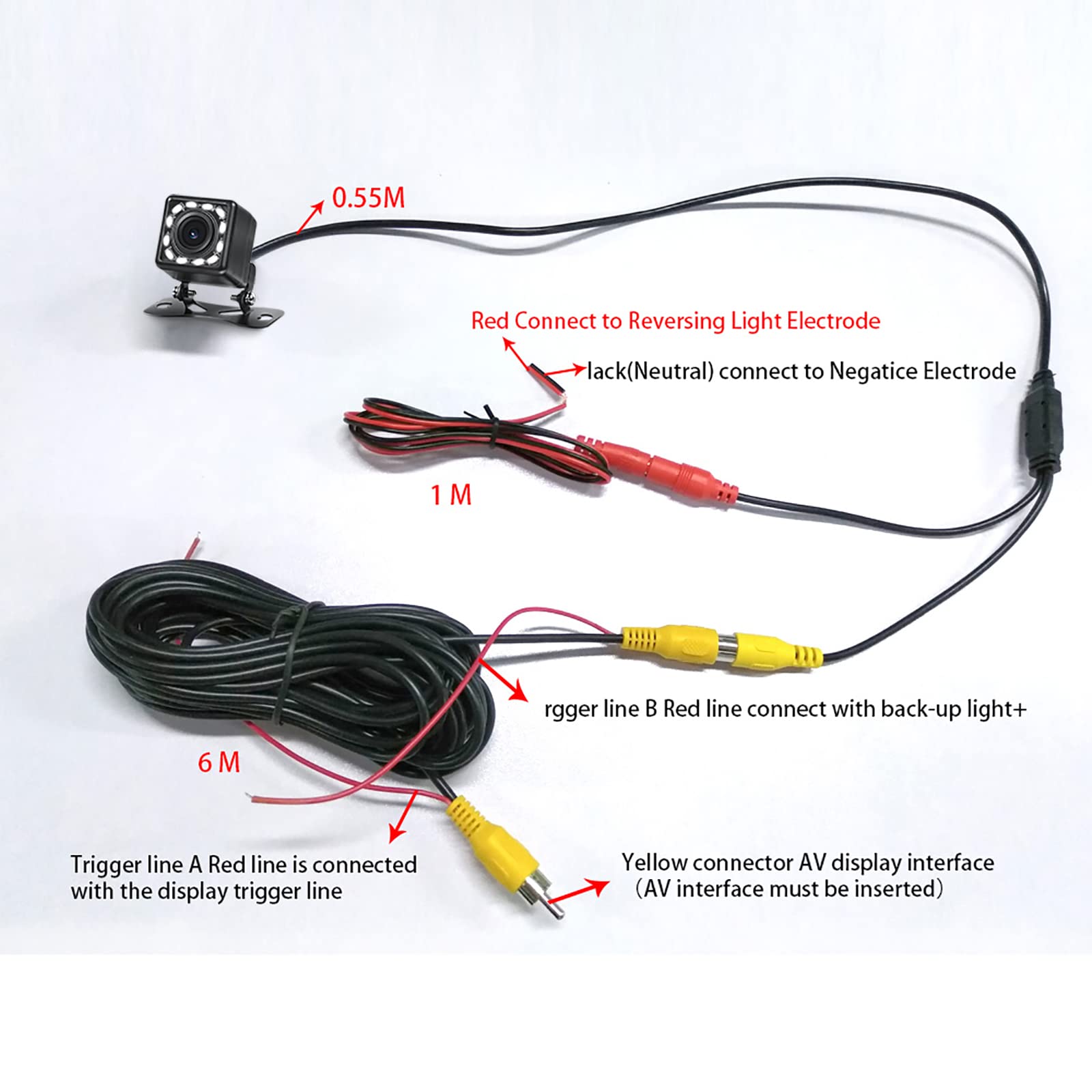 Nhopeew Car Rear View Camera Waterproof 12 Led Backup Camera 170 Wide Angle Night Visions Reverse Camera For Universal Cars, Suv