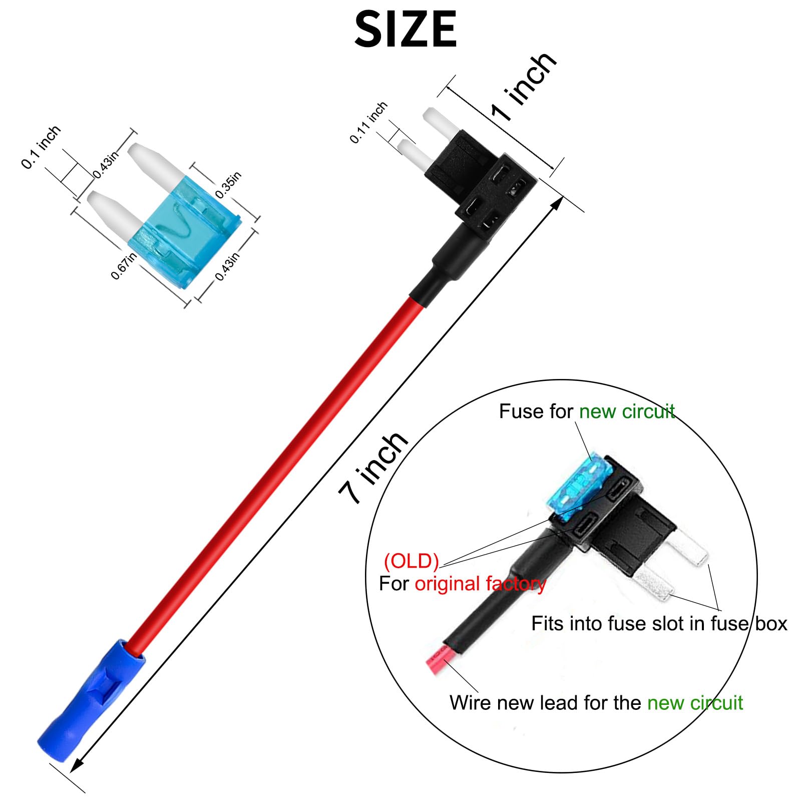Muhize Mini Fuse Taps - Upgraded 10 Pack Auto Fuse Holder(2023 New), 12V Car Rv Camper Add-A-Circuit Fuse Tap Adapter, With 15 Amp And 40 Amp Mini Atm Apm Blade Fuse