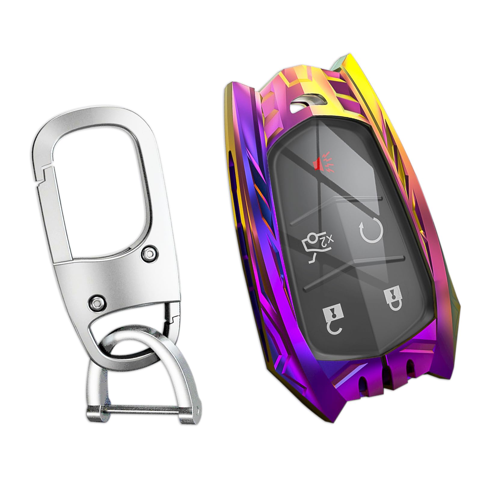 Ocezbiis For Cadillac Key Fob Cover, Keychain, Zinc Alloy Protection Car Key Shell Case Compatible With Cadillac Holder Smart Re