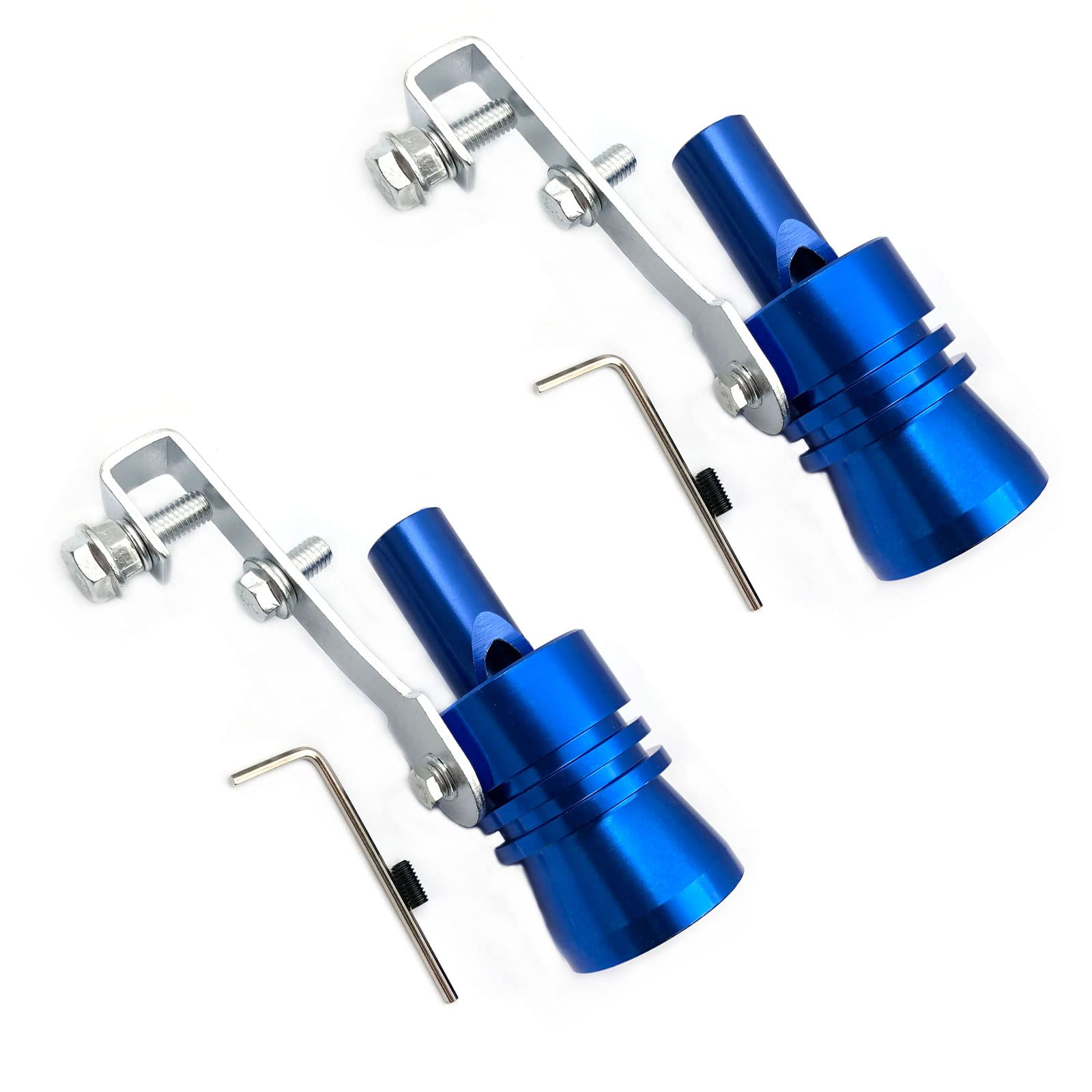DEVMO 2pcs XL Size Aluminum Alloy Universal Turbo Sound Exhaust Muffler Pipe Whistle Car Roar Maker Blue