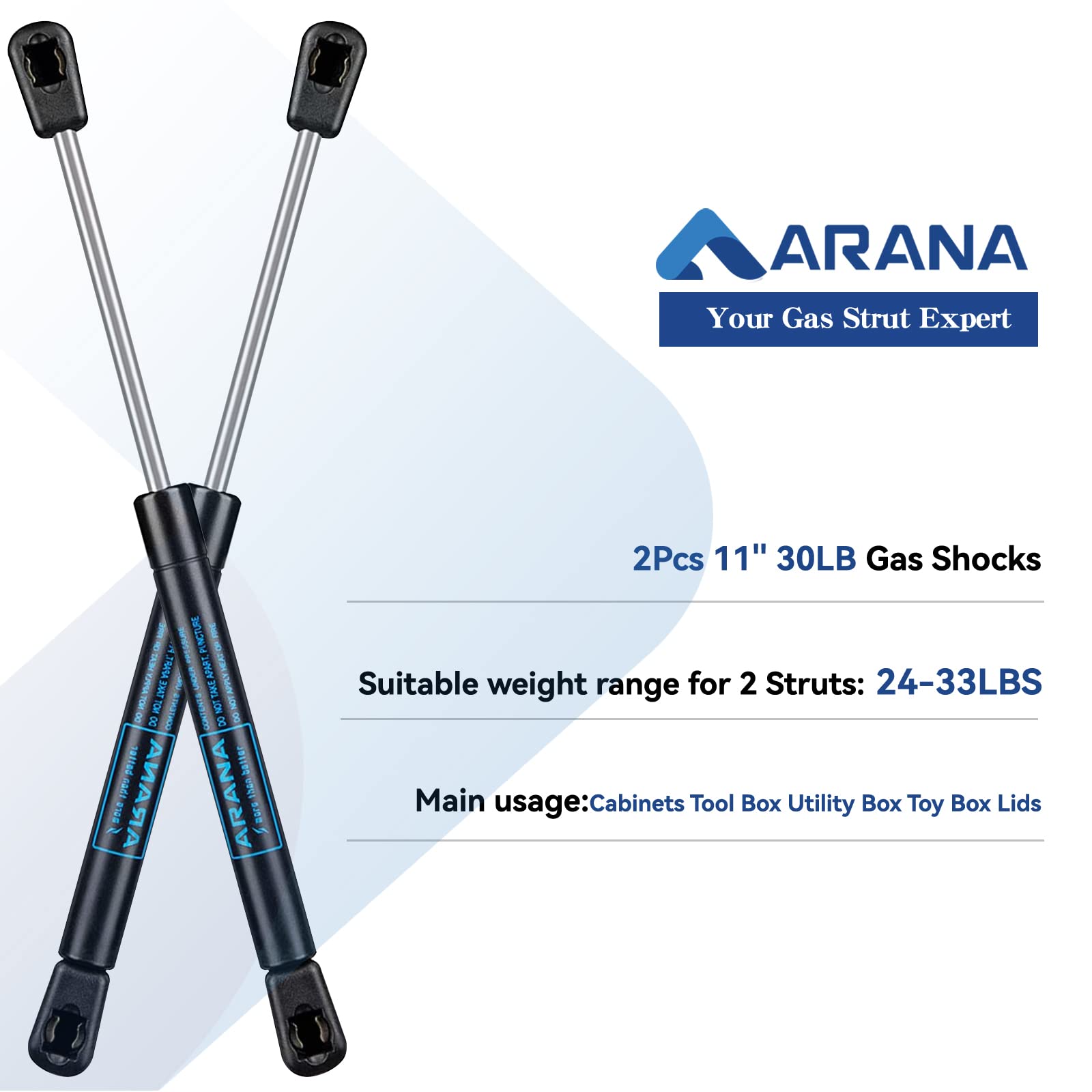 Arana C16-14687 11 Inch Gas Struts, C1614687 11 '' 30Lb/133N Gas Shocks Spring Props Lift Support For Yakima Rocket Box Truck Ca