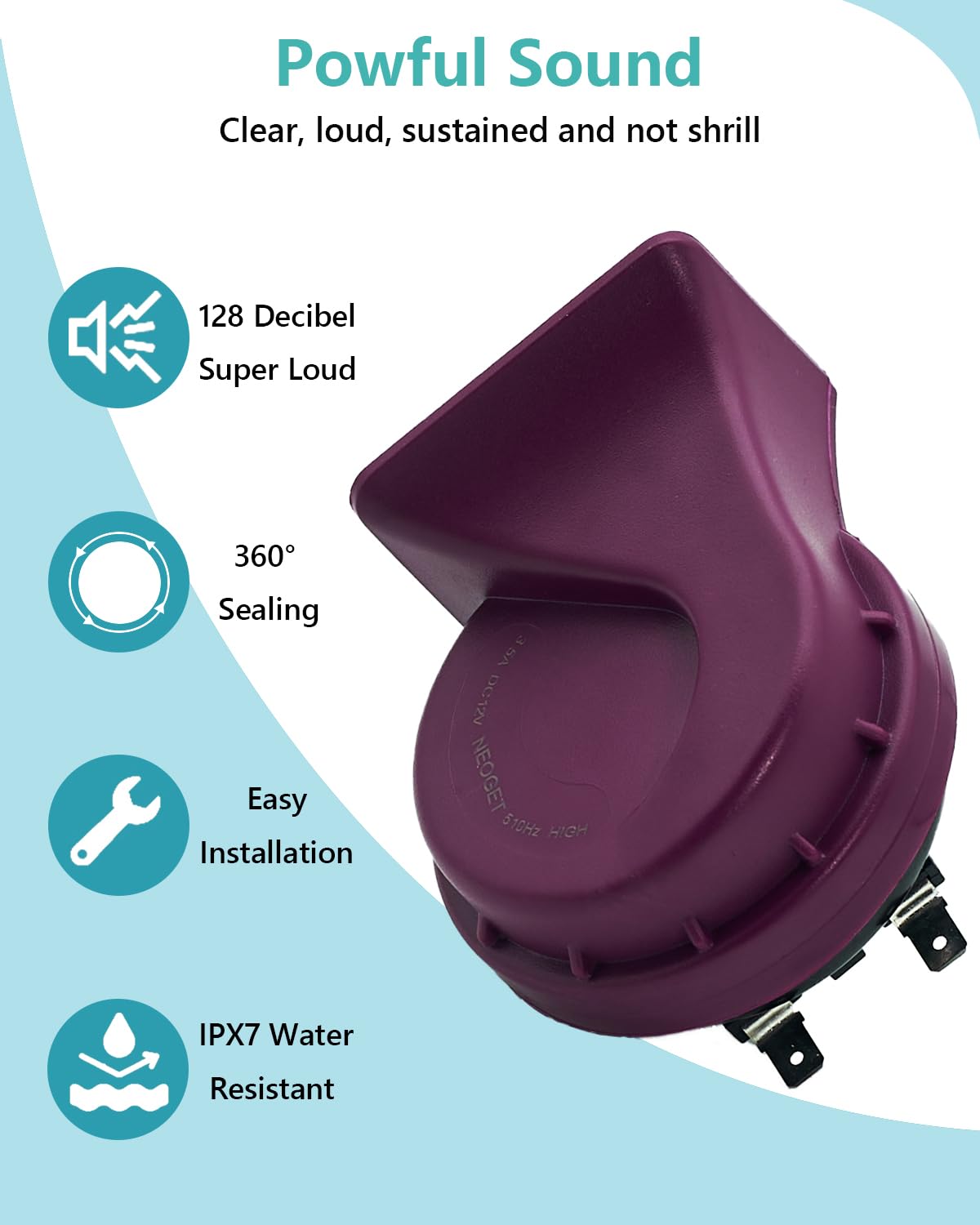 Neoget Car Horn 12V Super Loud Electric Waterproof High Low Daul Tone Fit For 12 Any Volt Vehicles Auto Replacement Universal Ho