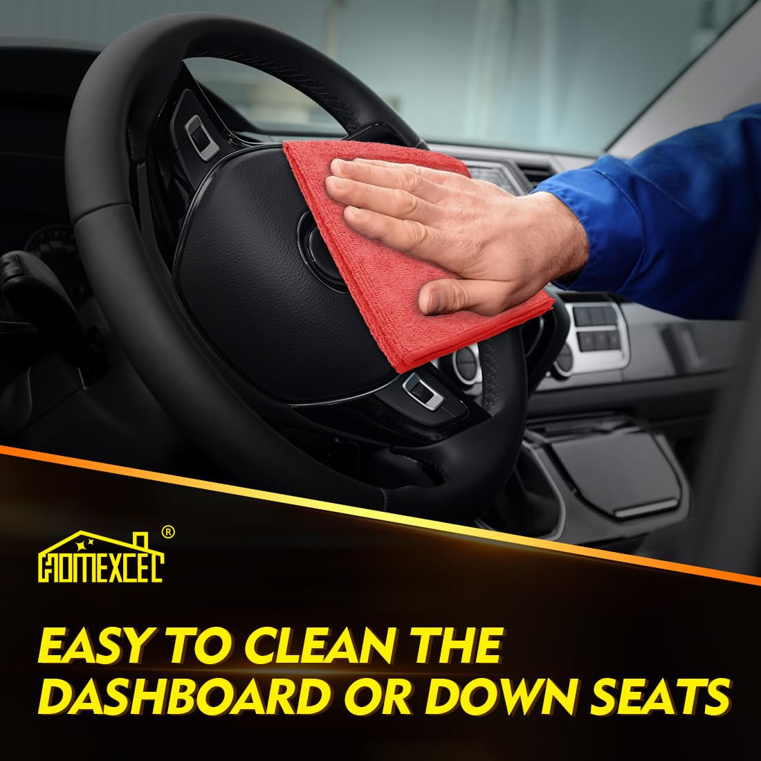 Homexcel Red Microfiber Cleaning Cloth 50 Pack, 12.5 X 12.5 Inch Microfiber Towels For Cars, Ultra Absorbent Car Washing Cloth,