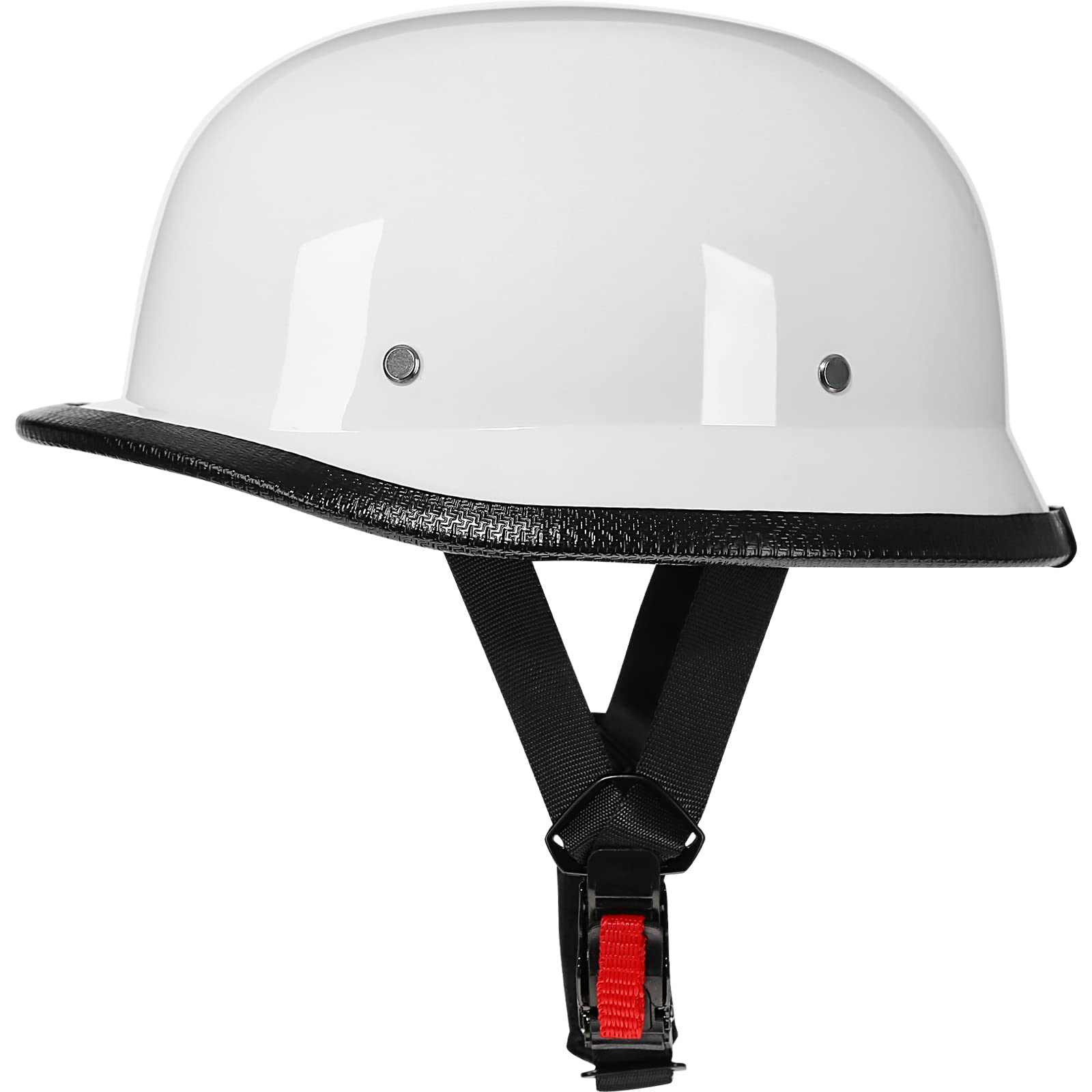 Yesmotor Helmet Half Shell German Motorcycle Helmet With Cycling Glasses - Dot Approved (Xx-Large, White & Black Goggles)