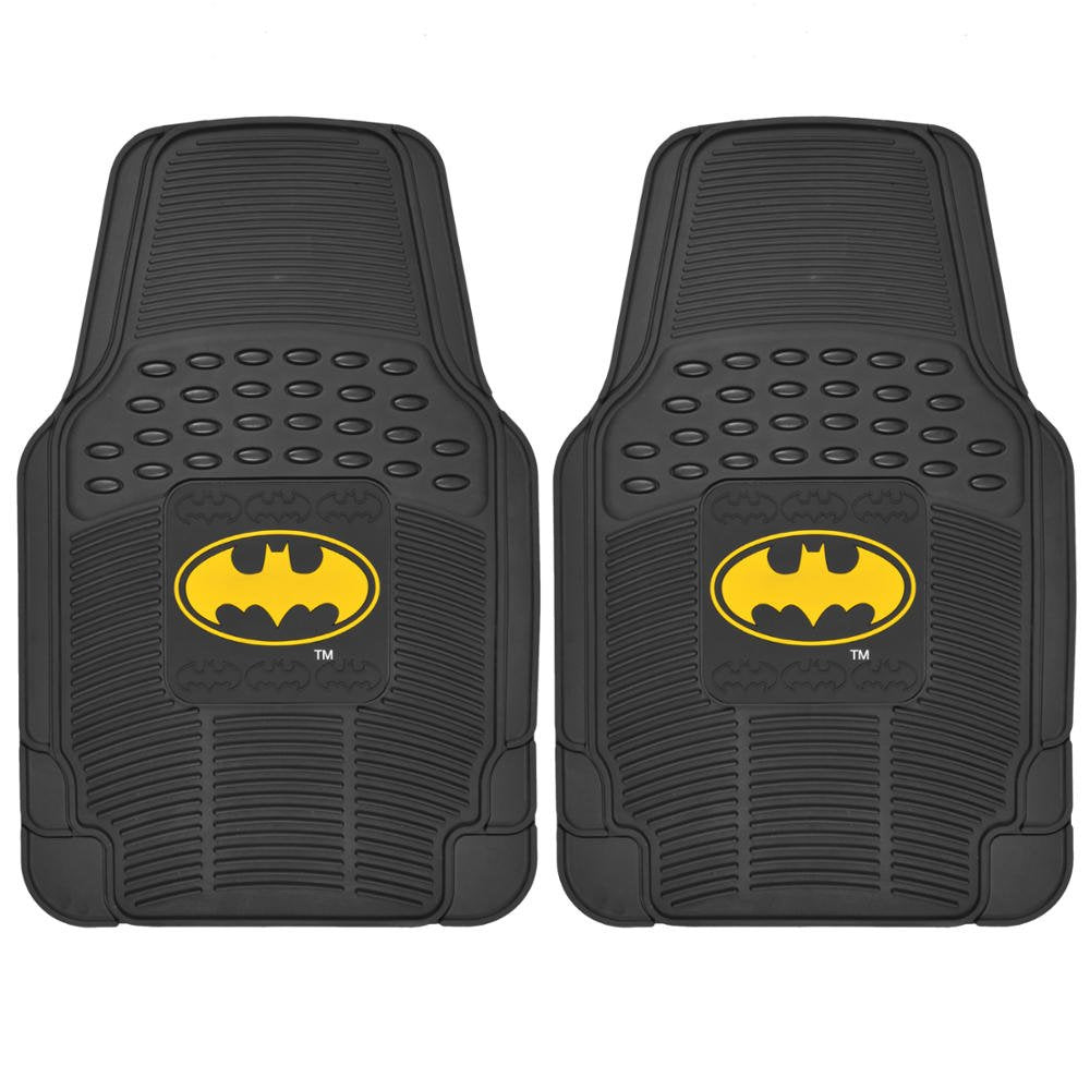 Dc Comics - Batman Car Floor Mats 3Pc Set - Logo On Heavy Duty Rubber, Fits Most Cars Trucks Van Suvs