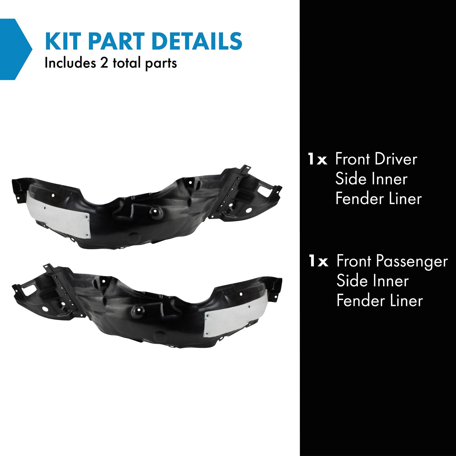 Trq Front Inner Fender Liner Set Compatible With 2014-2016 Toyota Corolla To1248184 To1249178