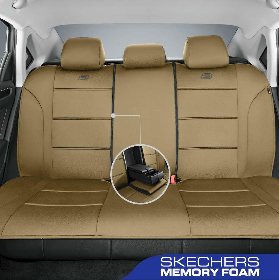 Skechers Memory Foam Car Seat Covers, Lycra Seat Covers &Thick Memory Foam, Car Seat Cover Full Sets, Airbag Compatible, Automot