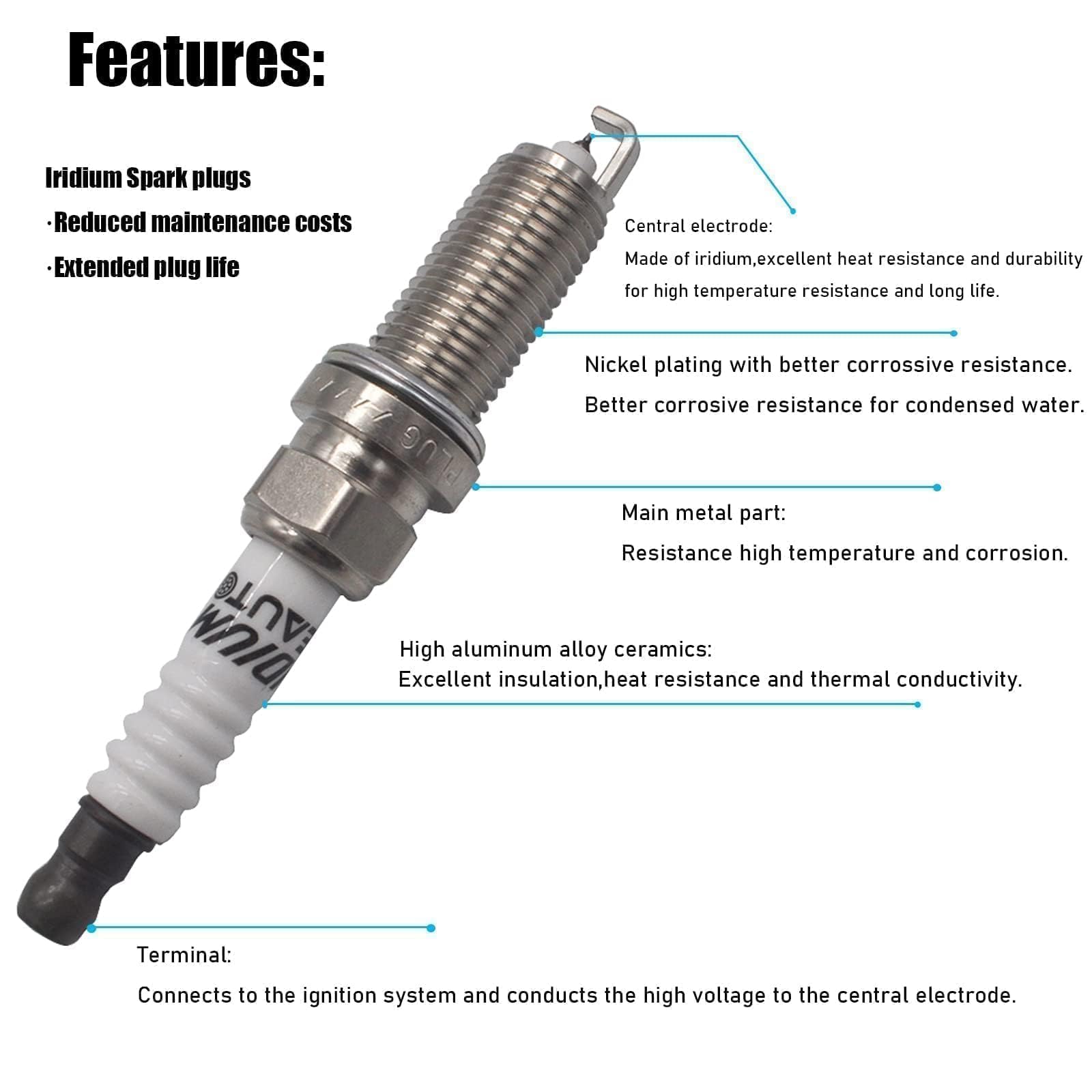 Oyeauto 93501 Iridium Spark Plugs Lkar7Bix11S 6 Pack Compatible With Nissan 370Z Maxima Murano Pathfinder Quest Gt-R Altima 2001