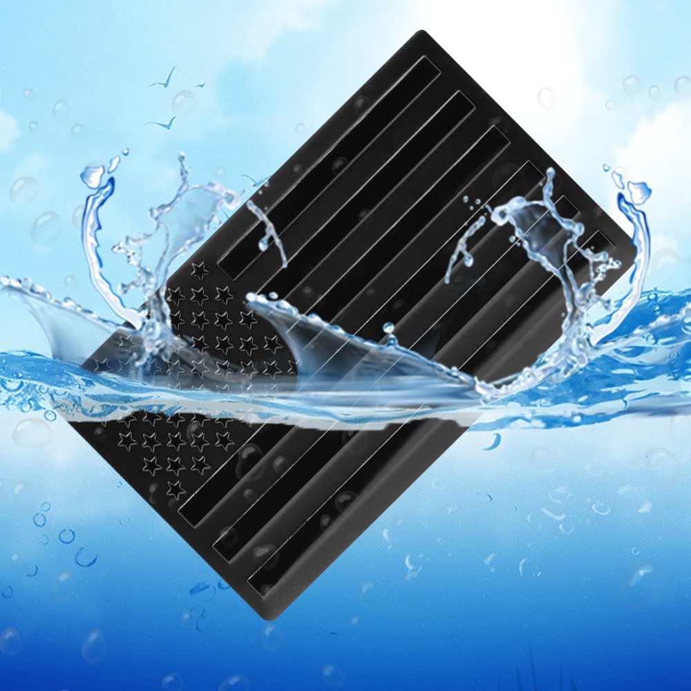 Lycaresun 2 Pcs Embossed 3D Metal Black American Flag Emblem Sticker, 5''X3''Usa Flag Decal For Cars Trucks Suv Laptop Wall (Lar